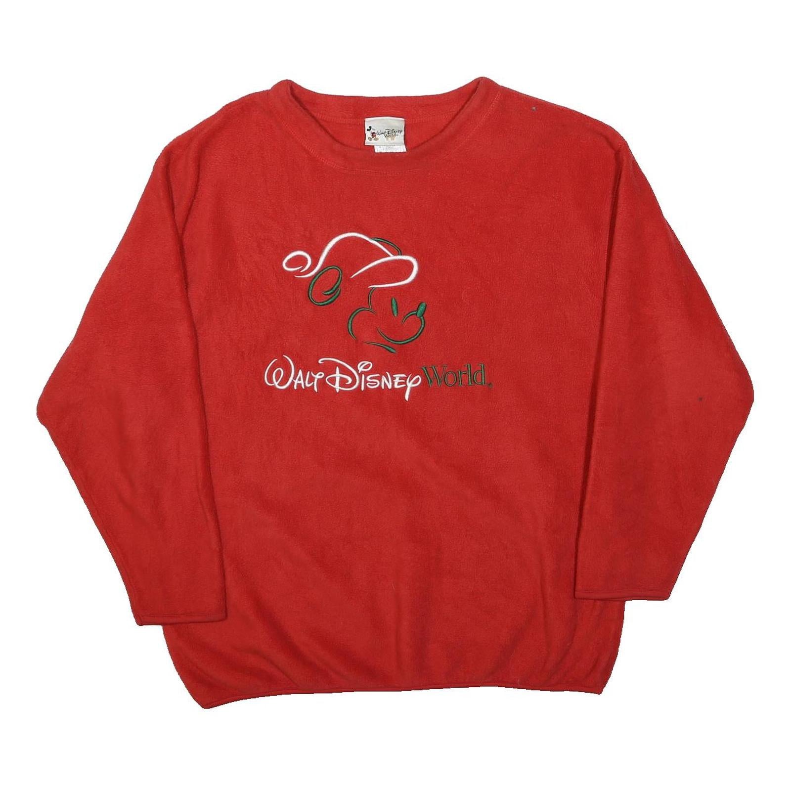 WALT DISNEY Womens Red Mickey Mouse Fleece L Jacket Polyester Plain Soft Warm