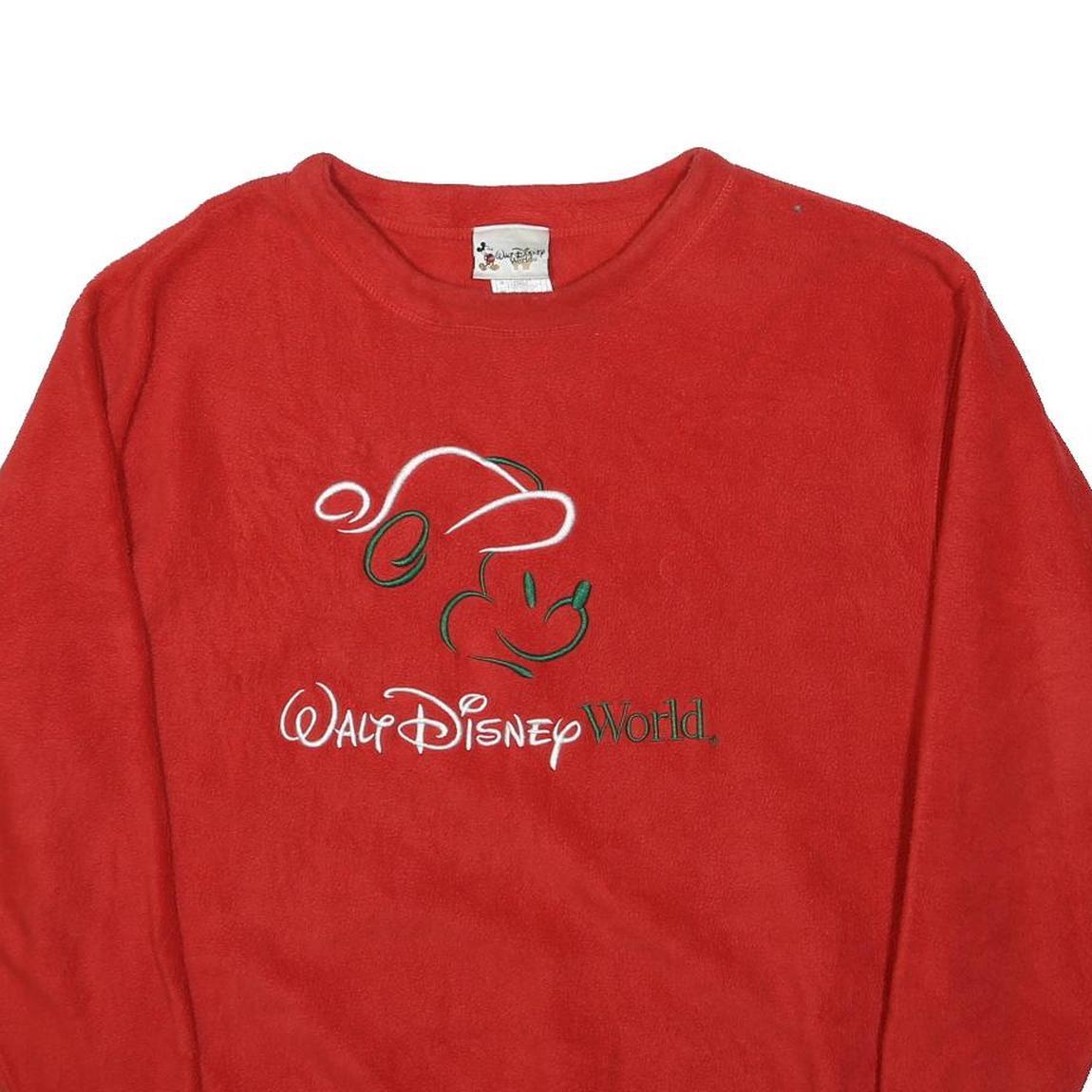 WALT DISNEY Womens Red Mickey Mouse Fleece L Jacket Polyester Plain Soft Warm