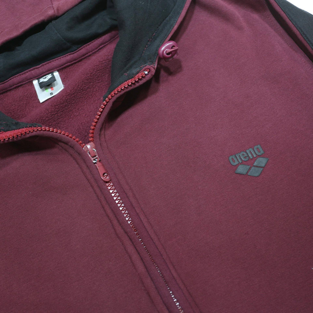 ARENA Mens Maroon & Black Zip Up Hoodie S Cotton Blend Casual Sportswear