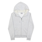 PUMA Womens Grey Hoodie UK 12 Cotton Blend Full Zip Sherpa Lined Sweatshirt