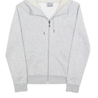 PUMA Womens Grey Hoodie UK 12 Cotton Blend Full Zip Sherpa Lined Sweatshirt