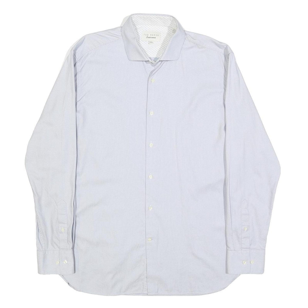 TED BAKER Mens Blue Long Sleeve Shirt L Cotton Office Formal Smart Casual