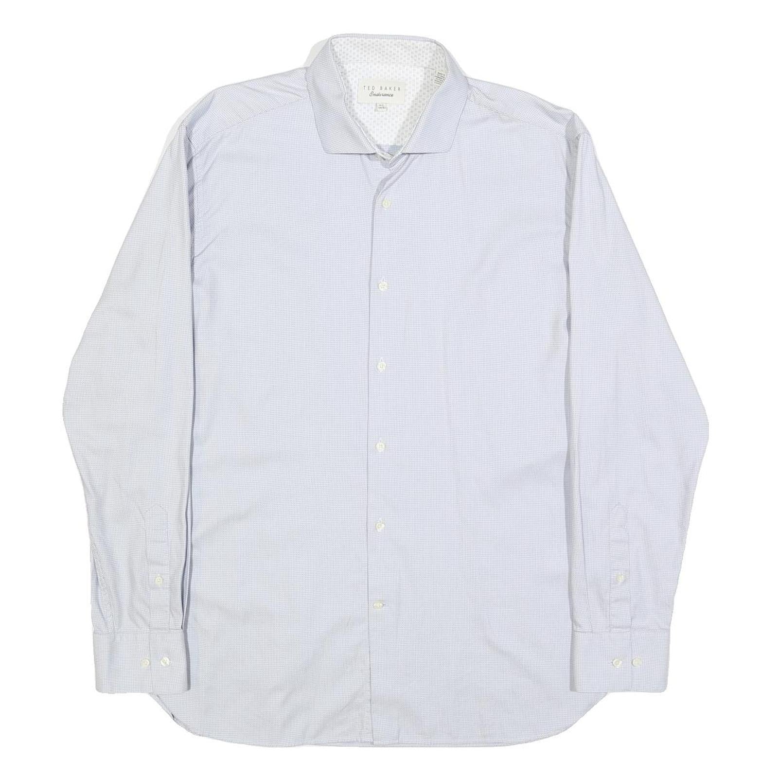 TED BAKER Mens Blue Long Sleeve Shirt L Cotton Office Formal Smart Casual