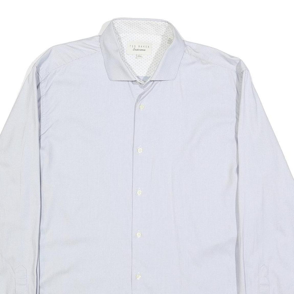 TED BAKER Mens Blue Long Sleeve Shirt L Cotton Office Formal Smart Casual