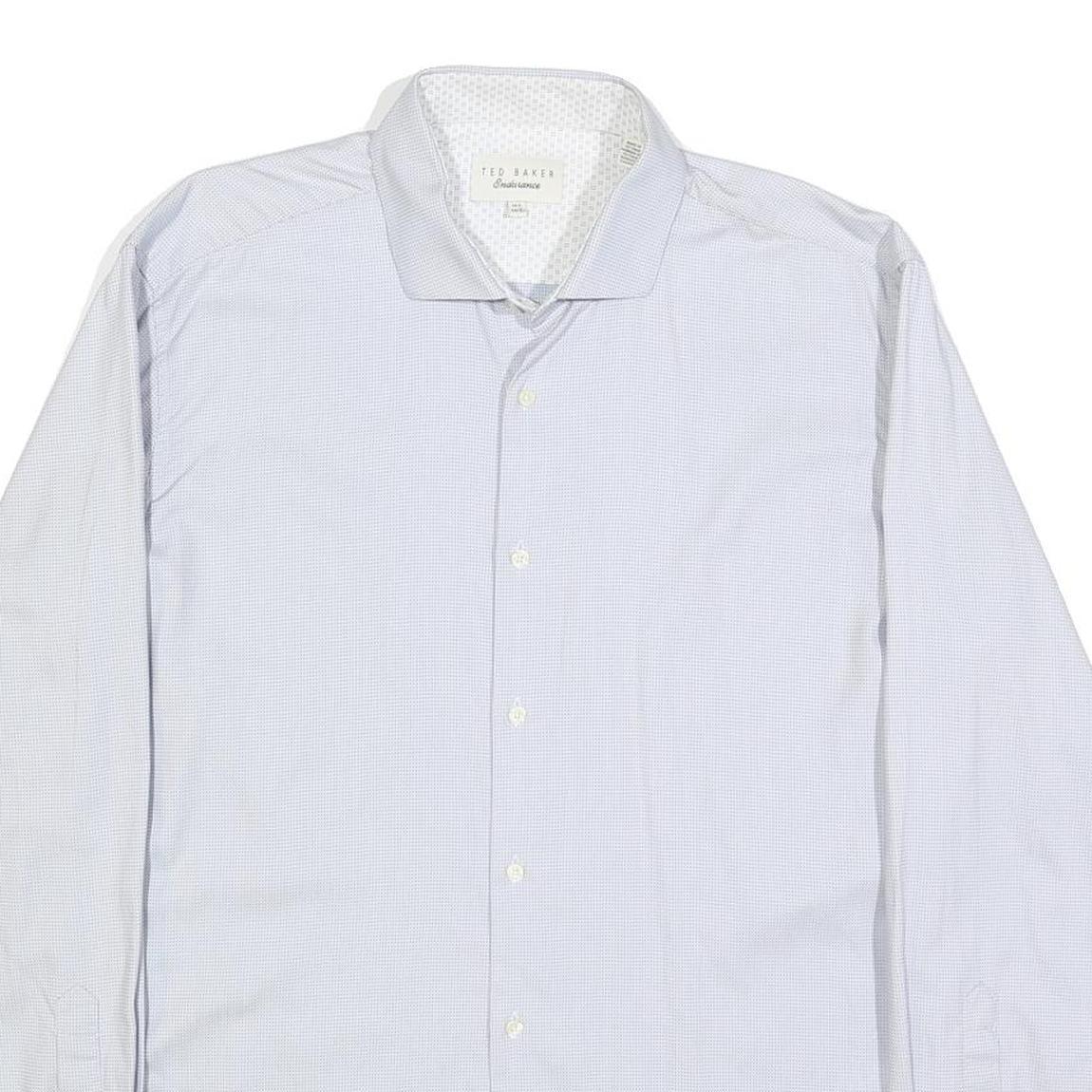 TED BAKER Mens Blue Long Sleeve Shirt L Cotton Office Formal Smart Casual