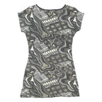AX PARIS Womens Grey & Beige Printed Top Short Sleeve Round Neck UK 12