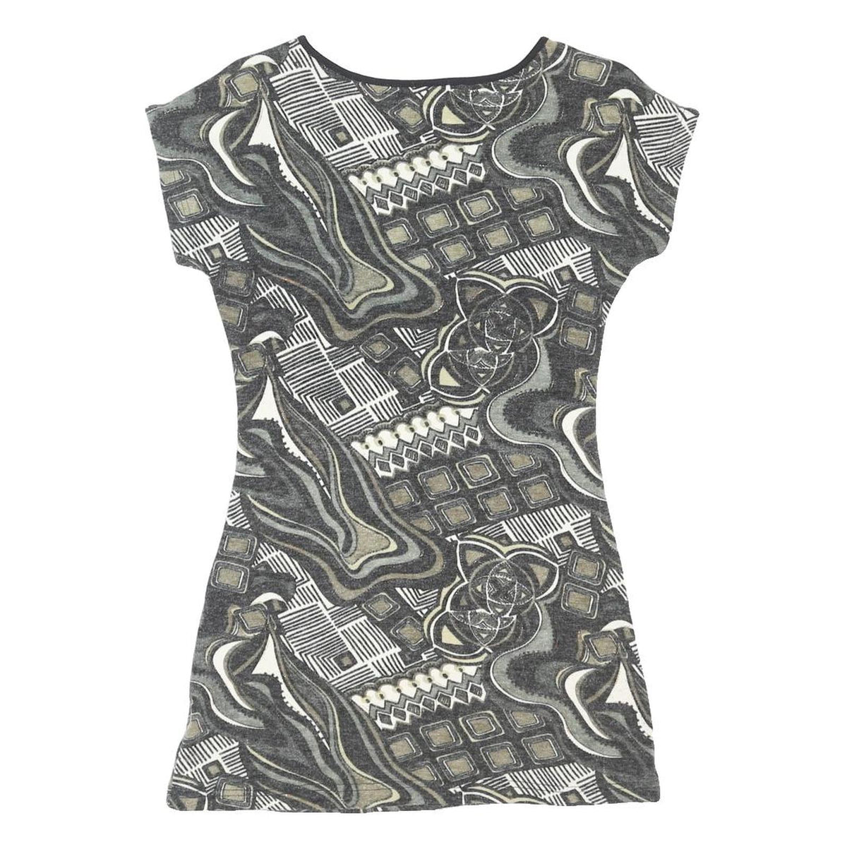 AX PARIS Womens Grey & Beige Printed Top Short Sleeve Round Neck UK 12