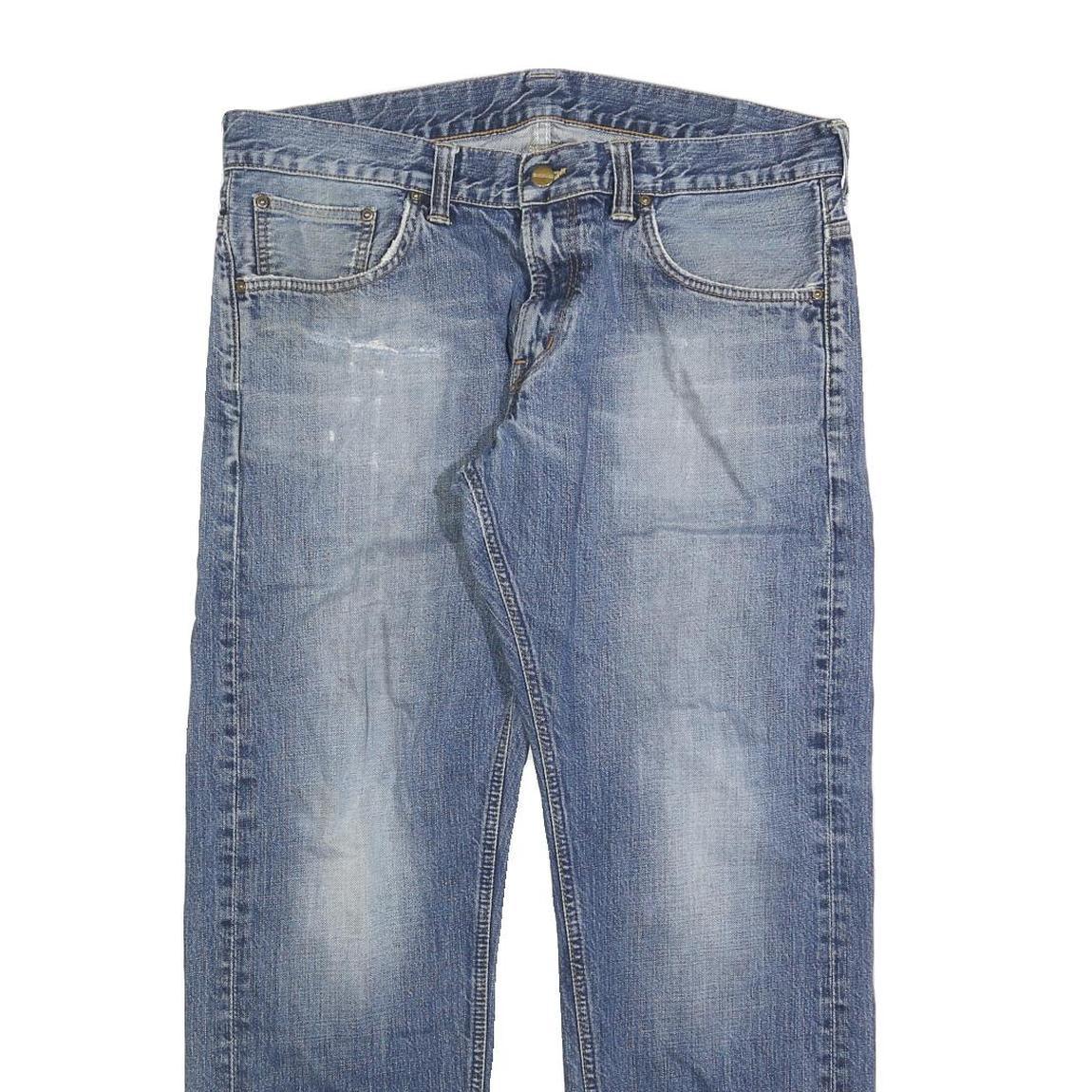 CARHARTT Mens Regular Fit Blue Denim Jeans W36 L30 Classic Cotton Blend Zip