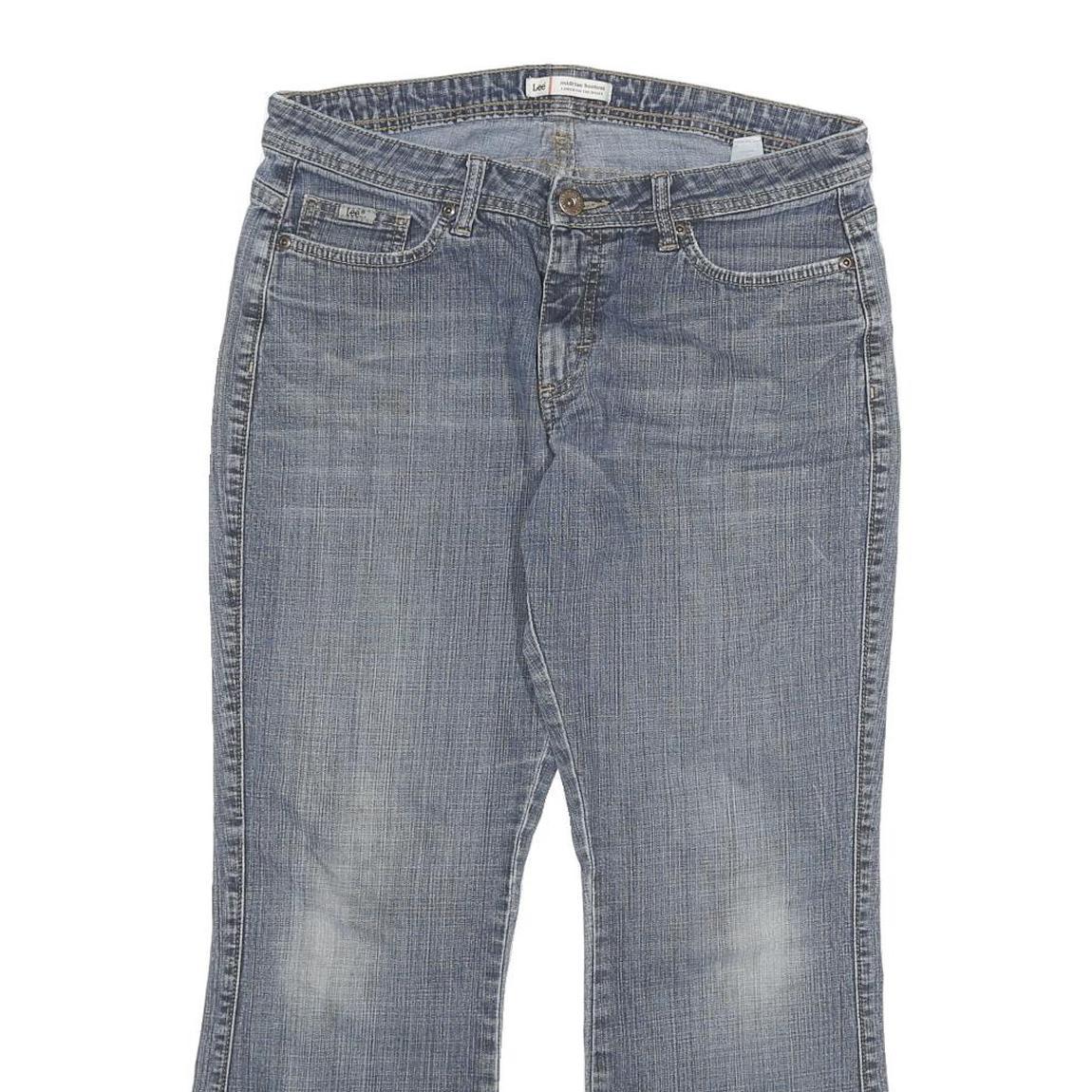 LEE Womens Regular Fit Blue Denim Straight Jeans W32 L26 Classic Cotton Blend