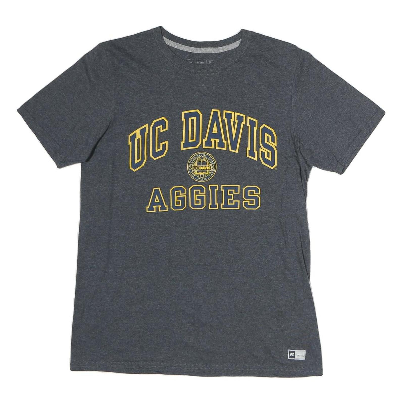 RUSSELL ATHLETIC Mens Grey UC Davis Aggies Graphic T-Shirt S Short Sleeve Crew
