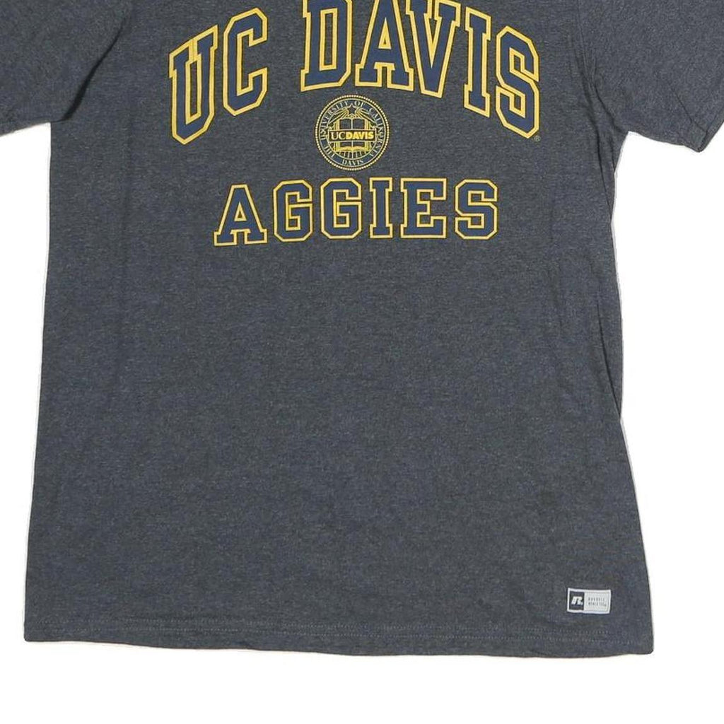 RUSSELL ATHLETIC Mens Grey UC Davis Aggies Graphic T-Shirt S Short Sleeve Crew