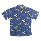PACIFIC LEGEND Mens Blue Aircraft Print Shirt M Cotton Casual Summer