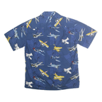 PACIFIC LEGEND Mens Blue Aircraft Print Shirt M Cotton Casual Summer