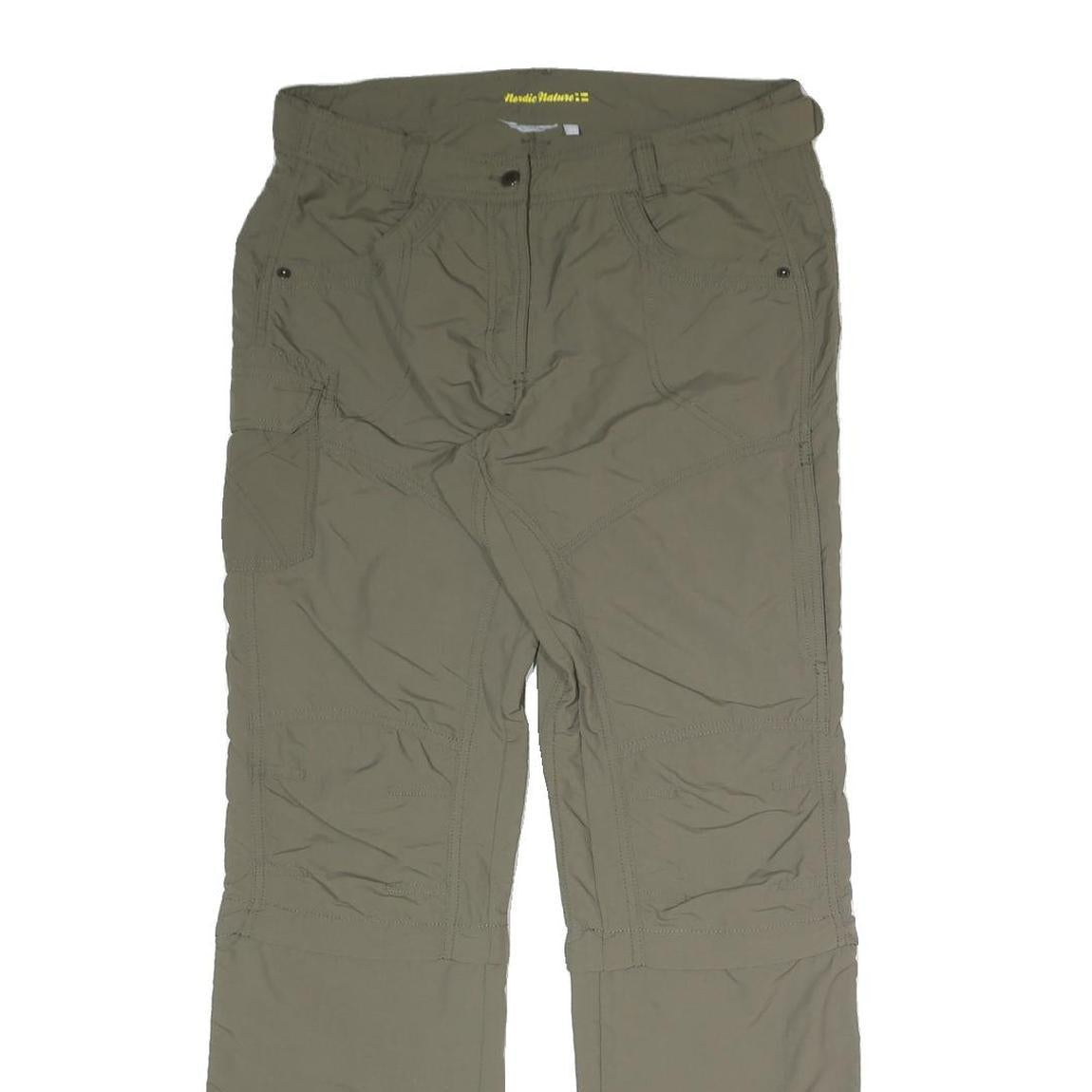 NORDIC NATURE Womens Polyester Blend Relaxed Khaki Straight Trousers W32 L31