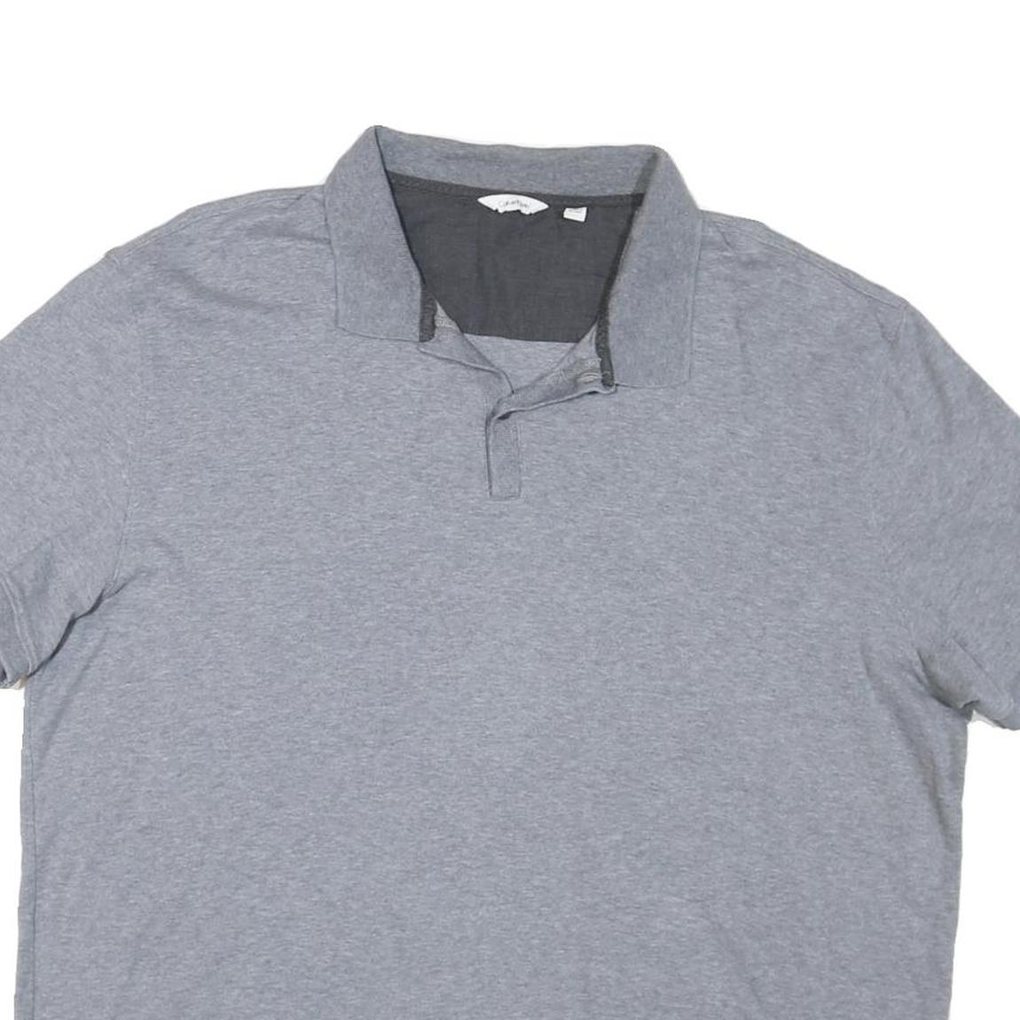 CALVIN KLEIN Mens Grey Short Sleeve Plain 2XL Cotton Blend Polo Shirt