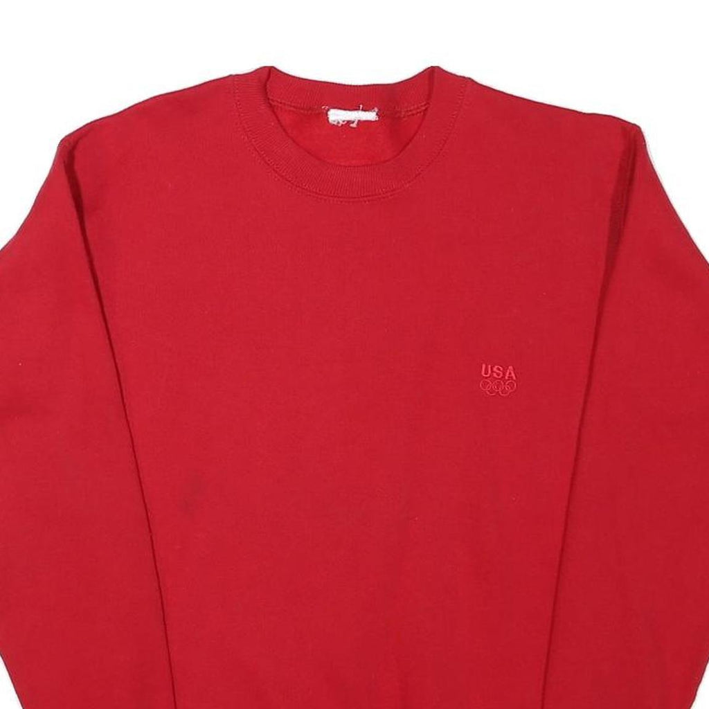 Mens Red Crew Neck Sweatshirt XS USA Olympic Logo Cotton Blend Pullover
