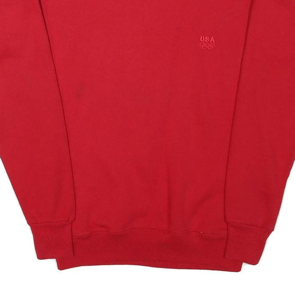 Mens Red Crew Neck Sweatshirt XS USA Olympic Logo Cotton Blend Pullover