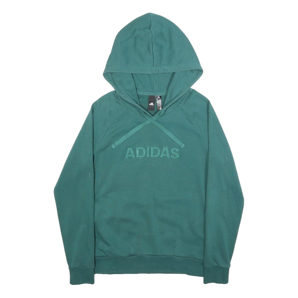 ADIDAS Womens Green Pullover Hoodie XS Cotton Blend Casual Sweatshirt
