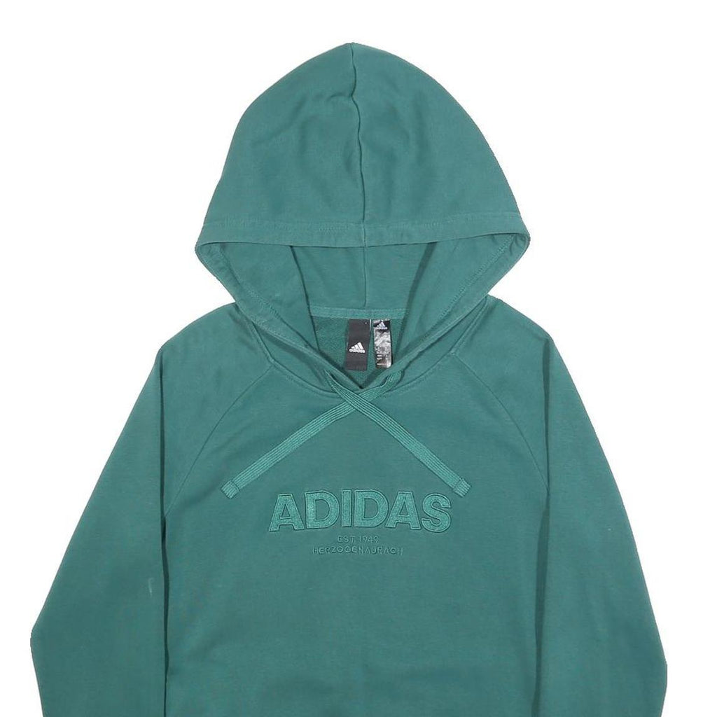 ADIDAS Womens Green Pullover Hoodie XS Cotton Blend Casual Sweatshirt