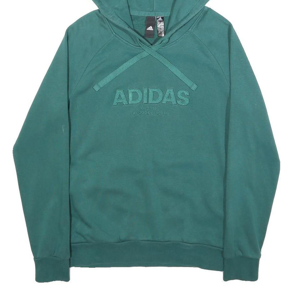 ADIDAS Womens Green Pullover Hoodie XS Cotton Blend Casual Sweatshirt
