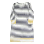 JOULES Womens White & Navy Striped Cotton Blend Day Dress Knee Length M Casual