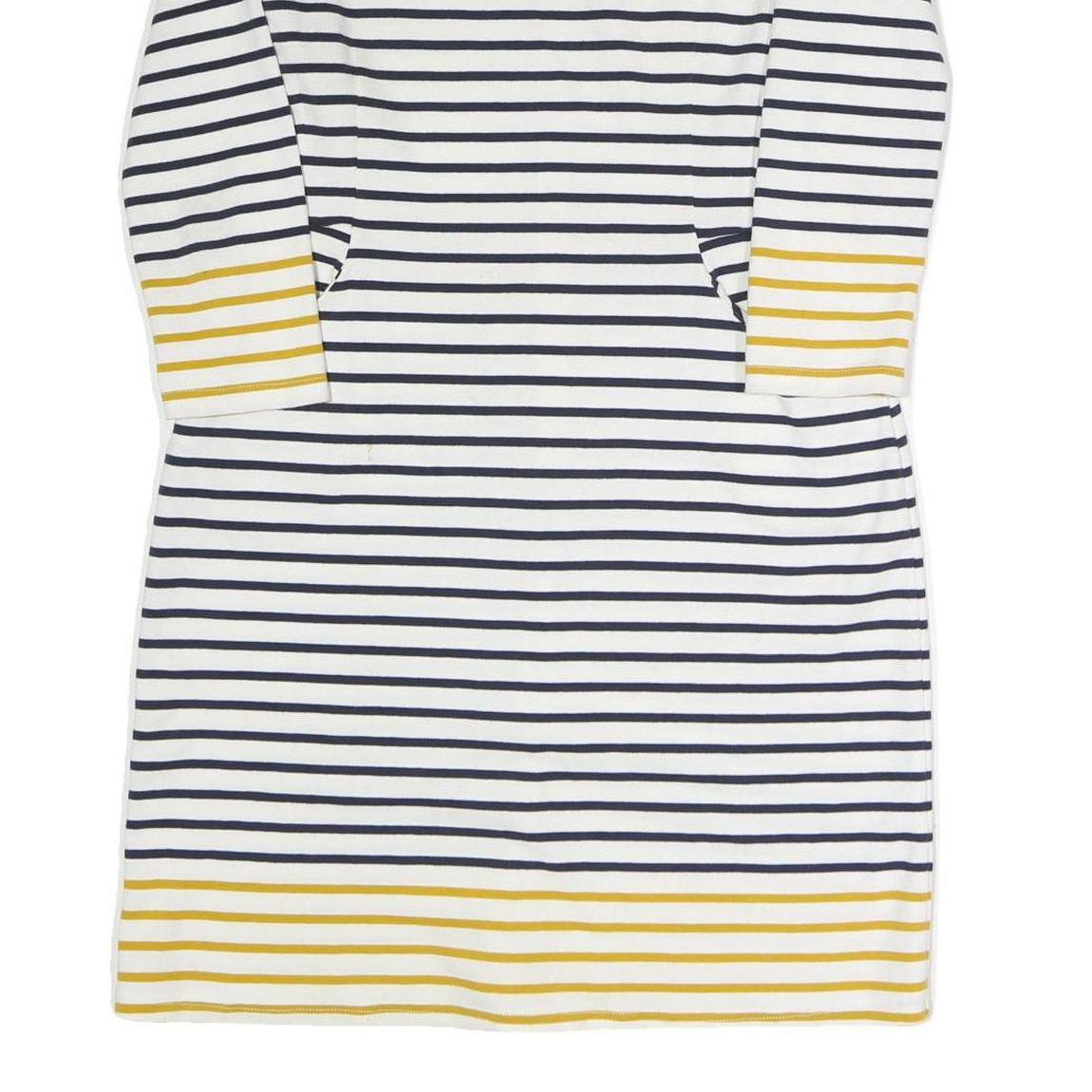 JOULES Womens White & Navy Striped Cotton Blend Day Dress Knee Length M Casual