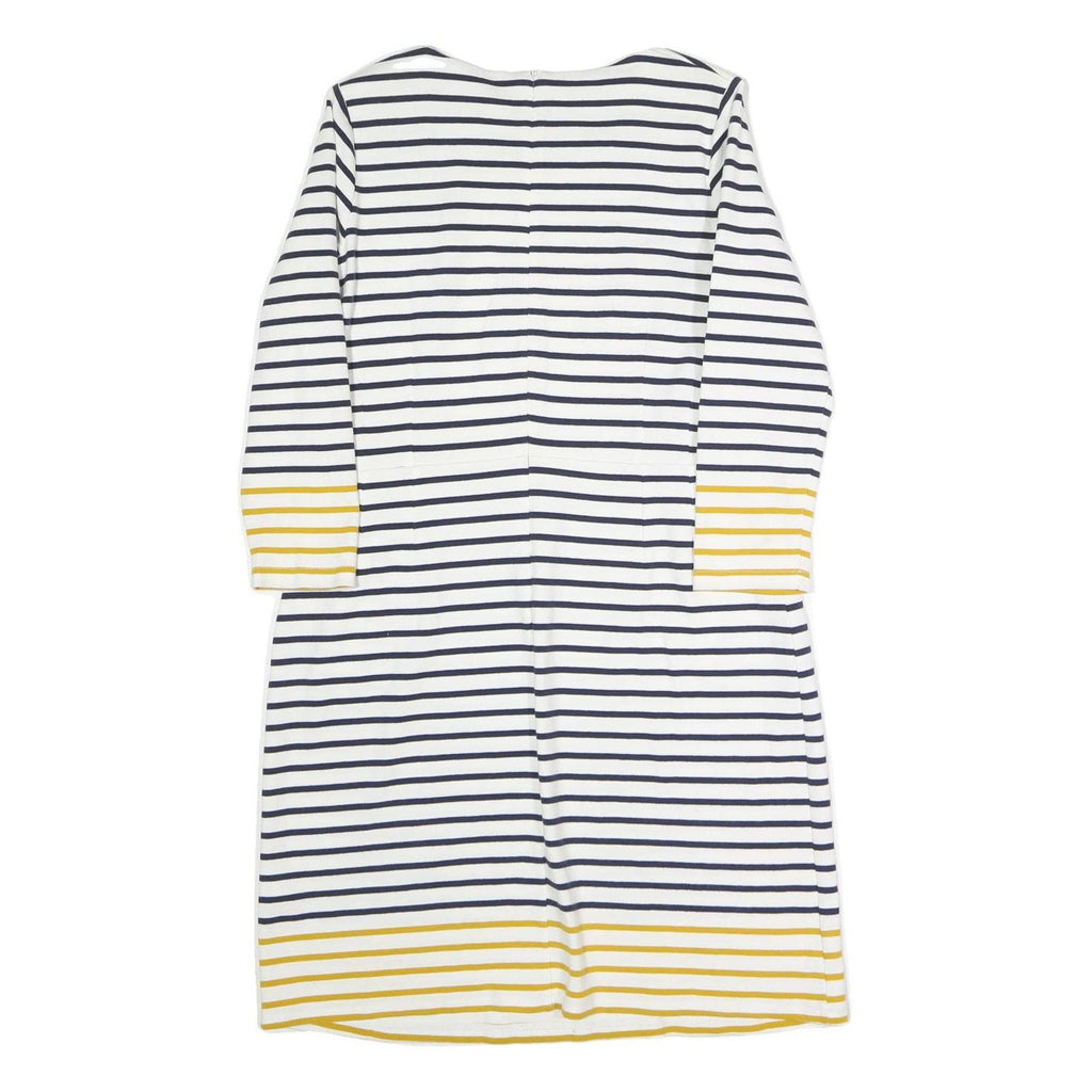 JOULES Womens White & Navy Striped Cotton Blend Day Dress Knee Length M Casual