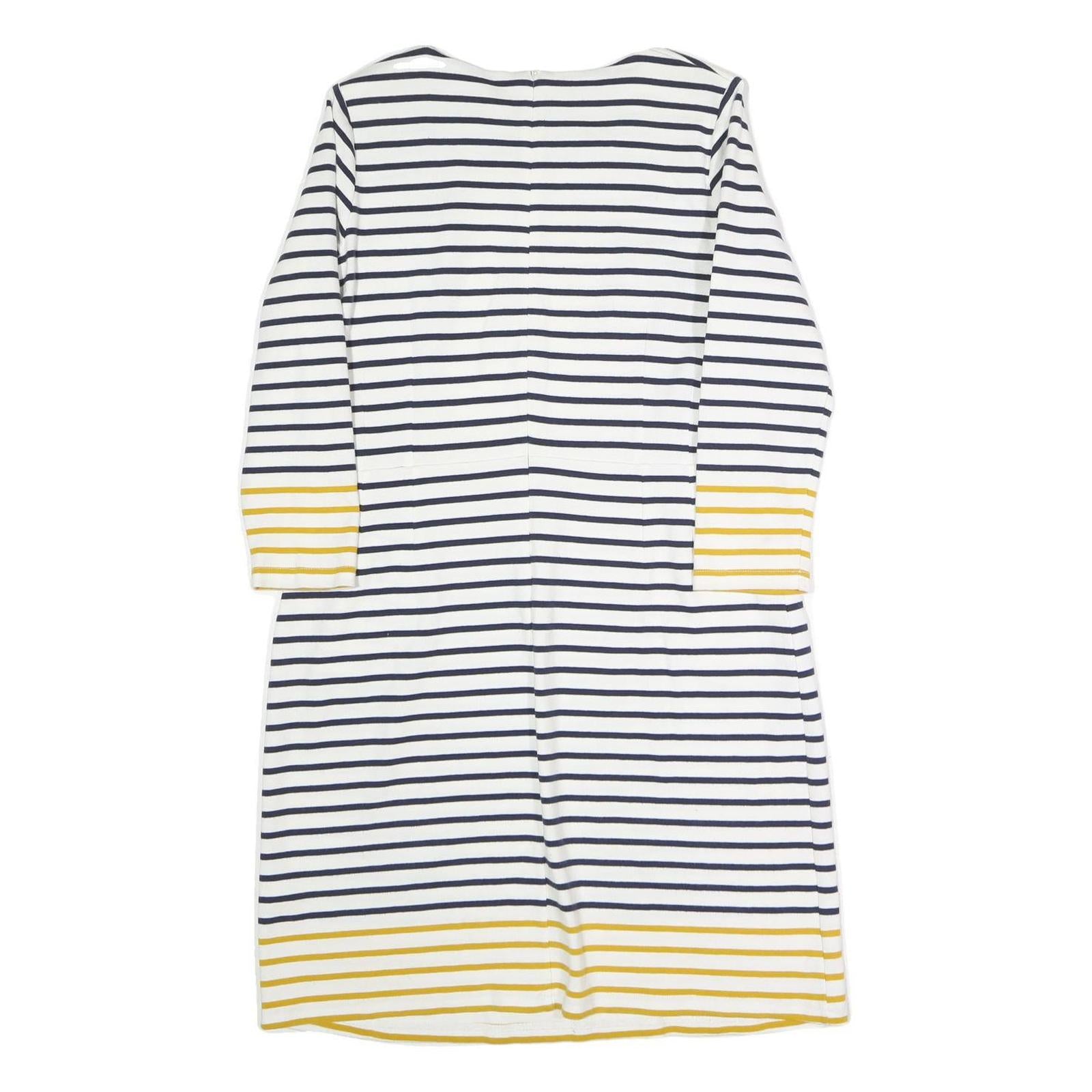 JOULES Womens White & Navy Striped Cotton Blend Day Dress Knee Length M Casual