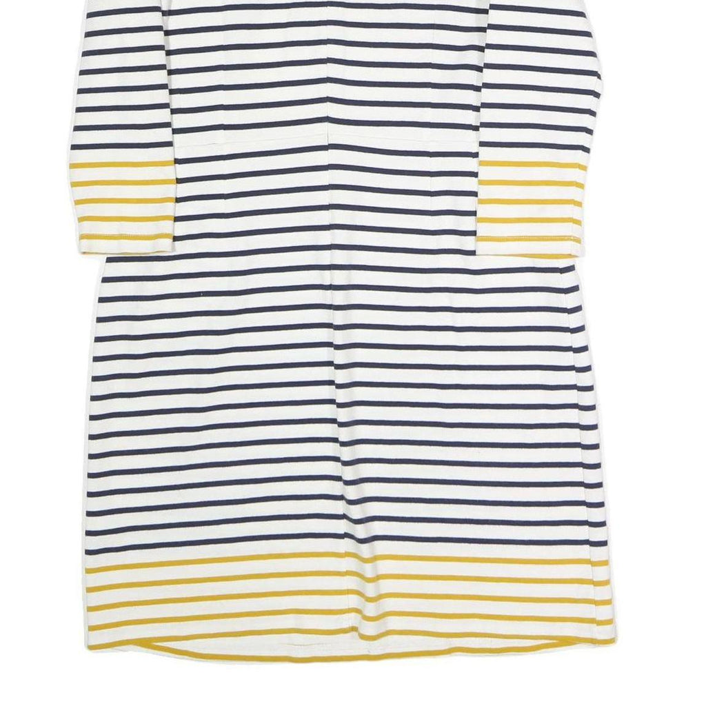 JOULES Womens White & Navy Striped Cotton Blend Day Dress Knee Length M Casual