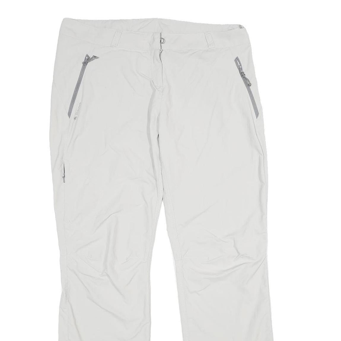 OXYLANE Womens White Regular Fit Zip Closure Trousers W34 L32 Lightweight