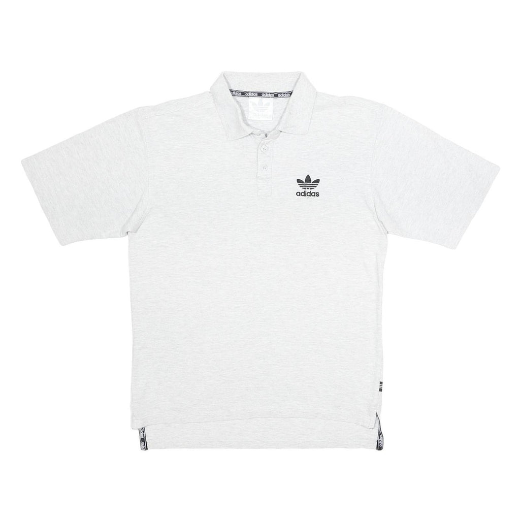 ADIDAS Mens Grey Polo Shirt S Cotton Blend Short Sleeve Plain S