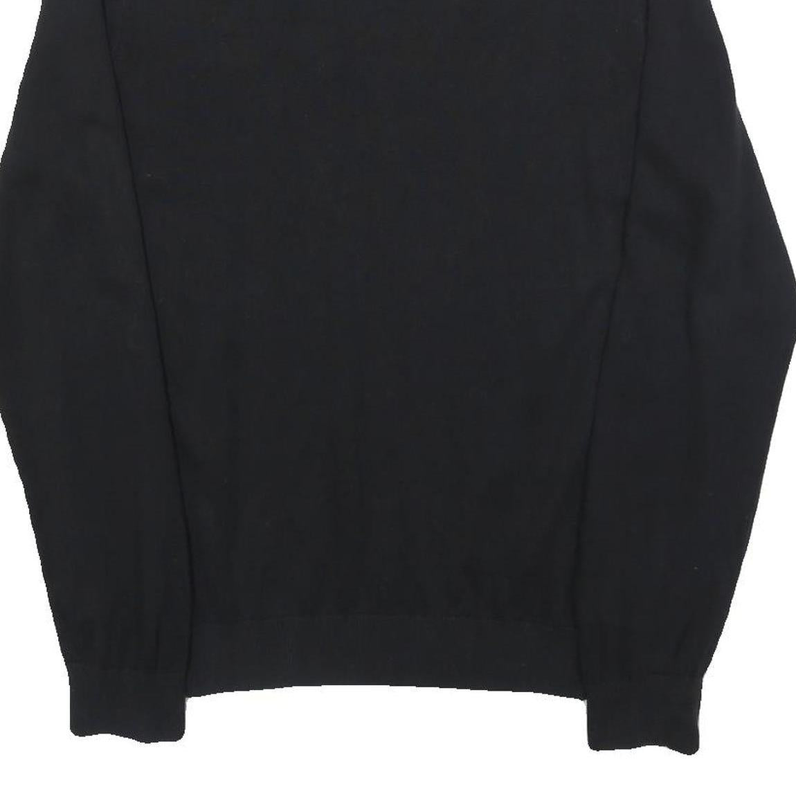 TOMMY HILFIGER Mens Black Plain Cotton Crew Neck Basic Knit Jumper L