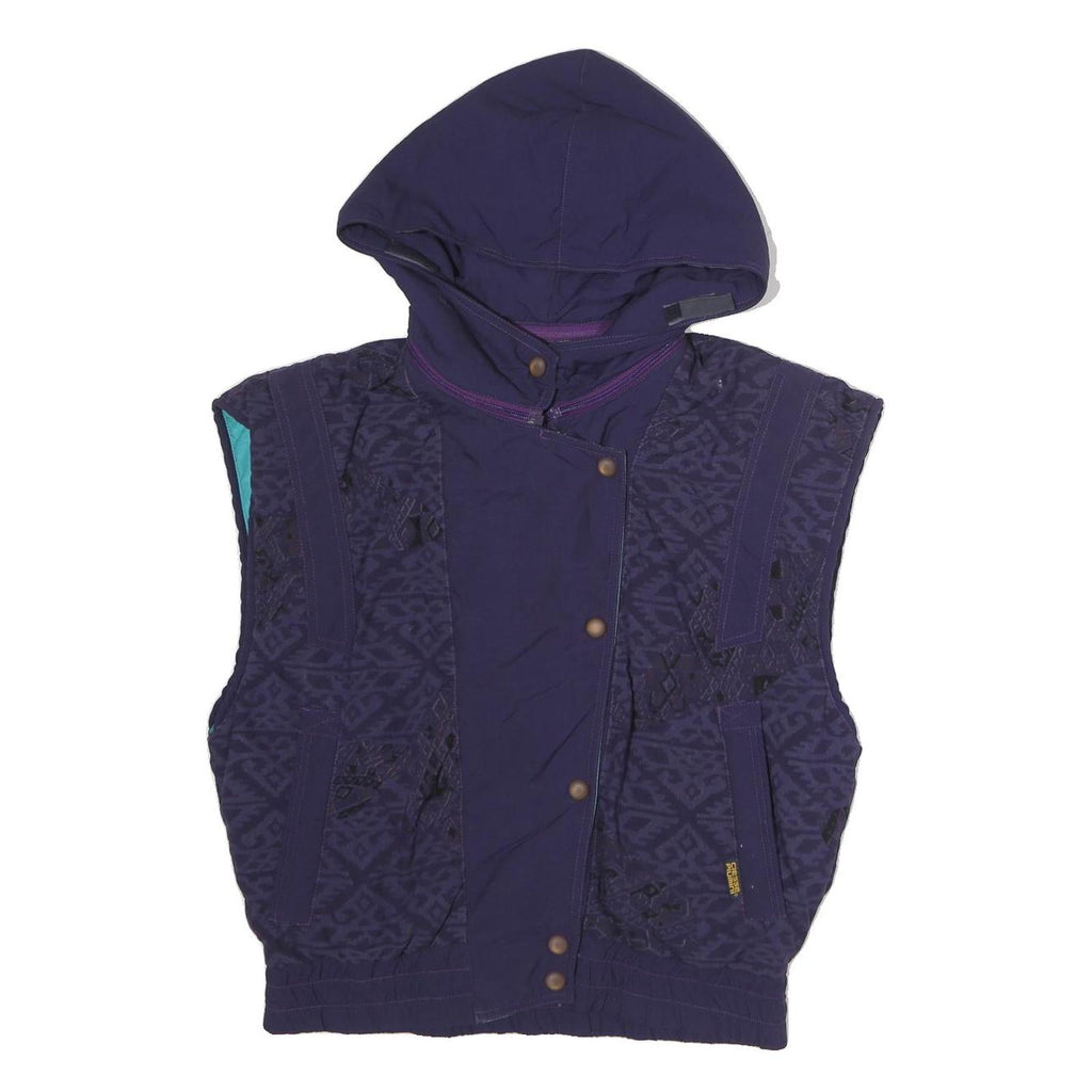 CIESSE Womens Navy Blue Quilted Hooded Jacket M Polyester Zip Sleeveless Casual