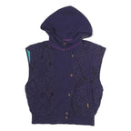 CIESSE Womens Navy Blue Quilted Hooded Jacket M Polyester Zip Sleeveless Casual