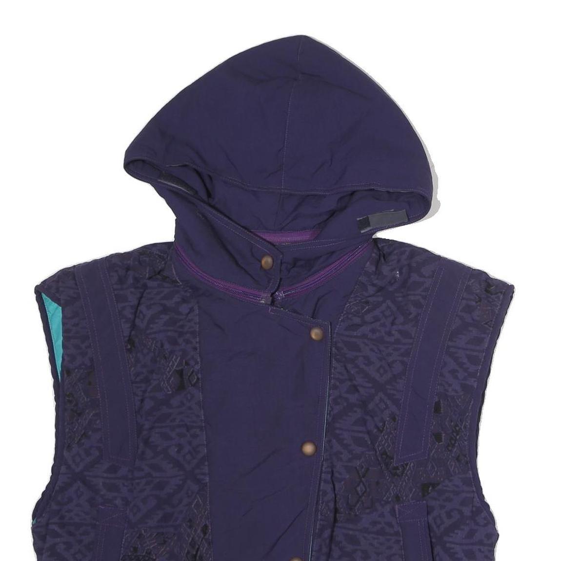 CIESSE Womens Navy Blue Quilted Hooded Jacket M Polyester Zip Sleeveless Casual