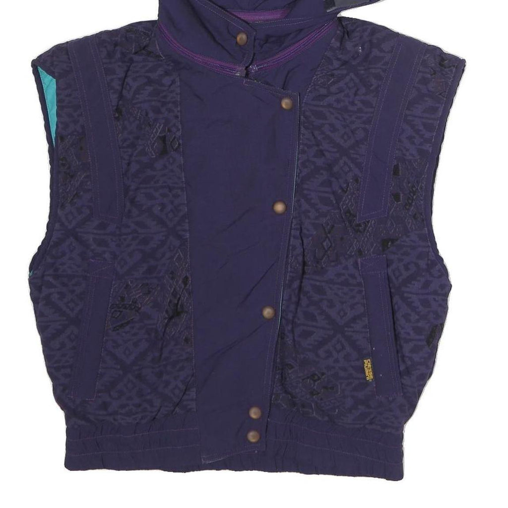 CIESSE Womens Navy Blue Quilted Hooded Jacket M Polyester Zip Sleeveless Casual