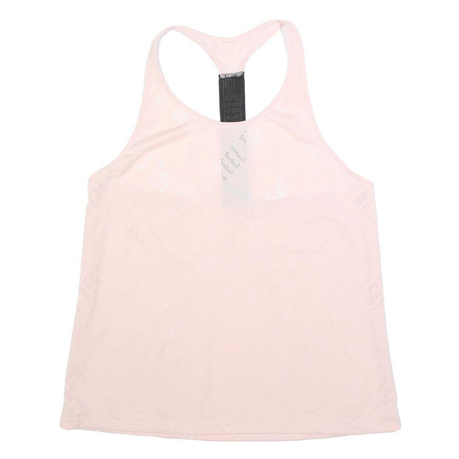 Womens Pink Polyester Blend Graphic Vest L Sleeveless Racerback Training Tank