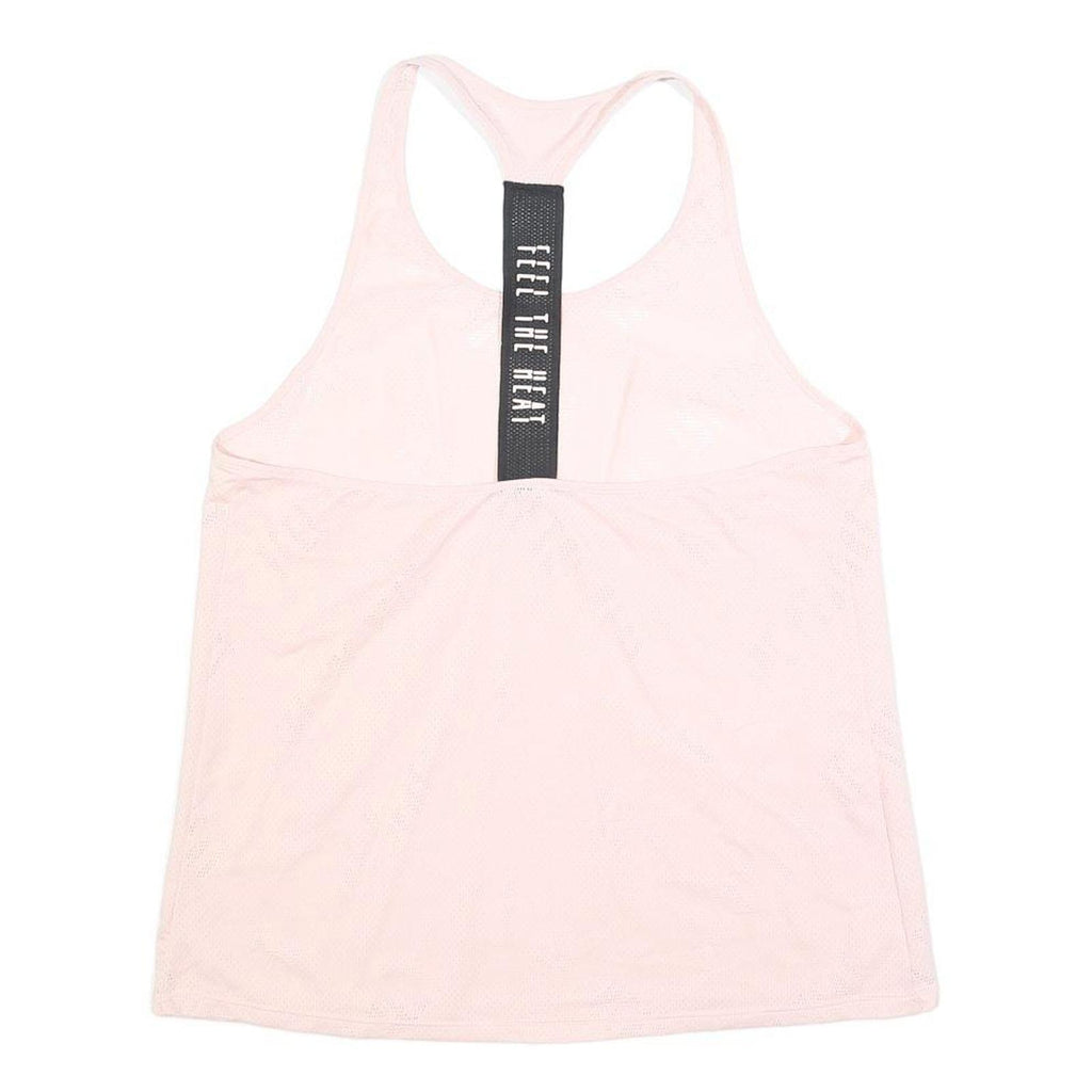Womens Pink Polyester Blend Graphic Vest L Sleeveless Racerback Training Tank