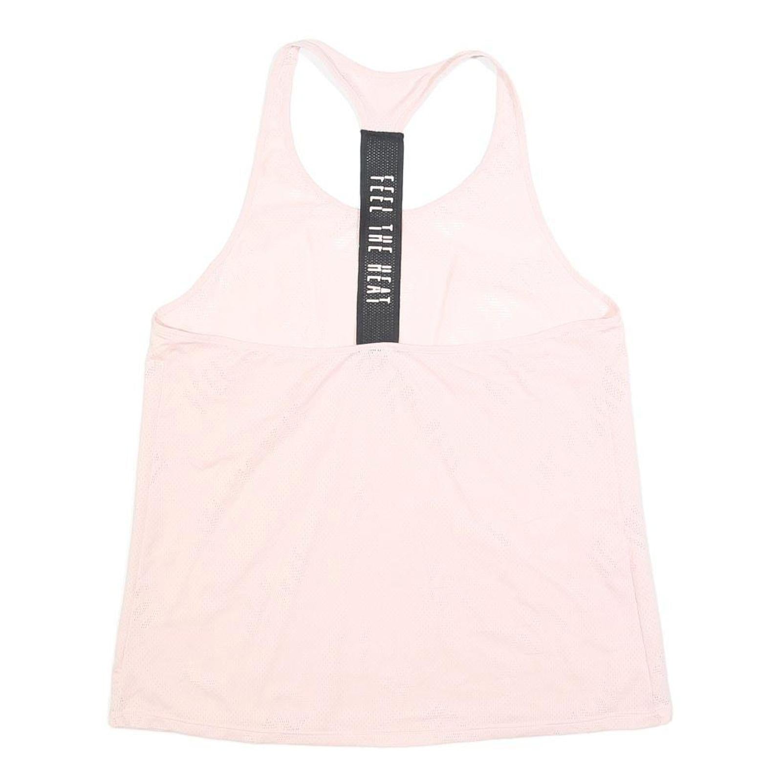 Womens Pink Polyester Blend Graphic Vest L Sleeveless Racerback Training Tank