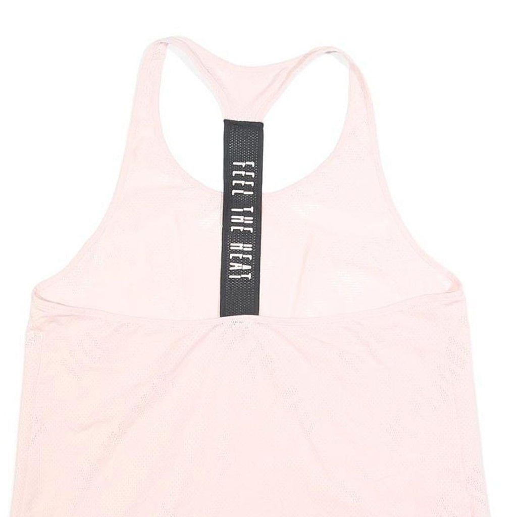 Womens Pink Polyester Blend Graphic Vest L Sleeveless Racerback Training Tank