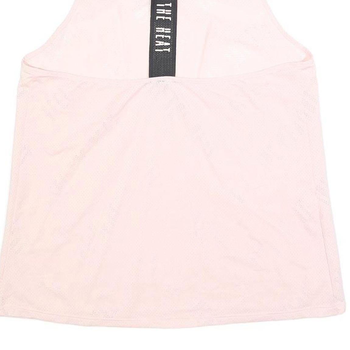 Womens Pink Polyester Blend Graphic Vest L Sleeveless Racerback Training Tank