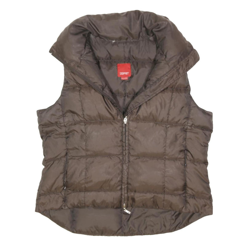 ESPRIT Womens Brown Jacket XL Polyester Blend Quilted Zip Up Lightweight Warm