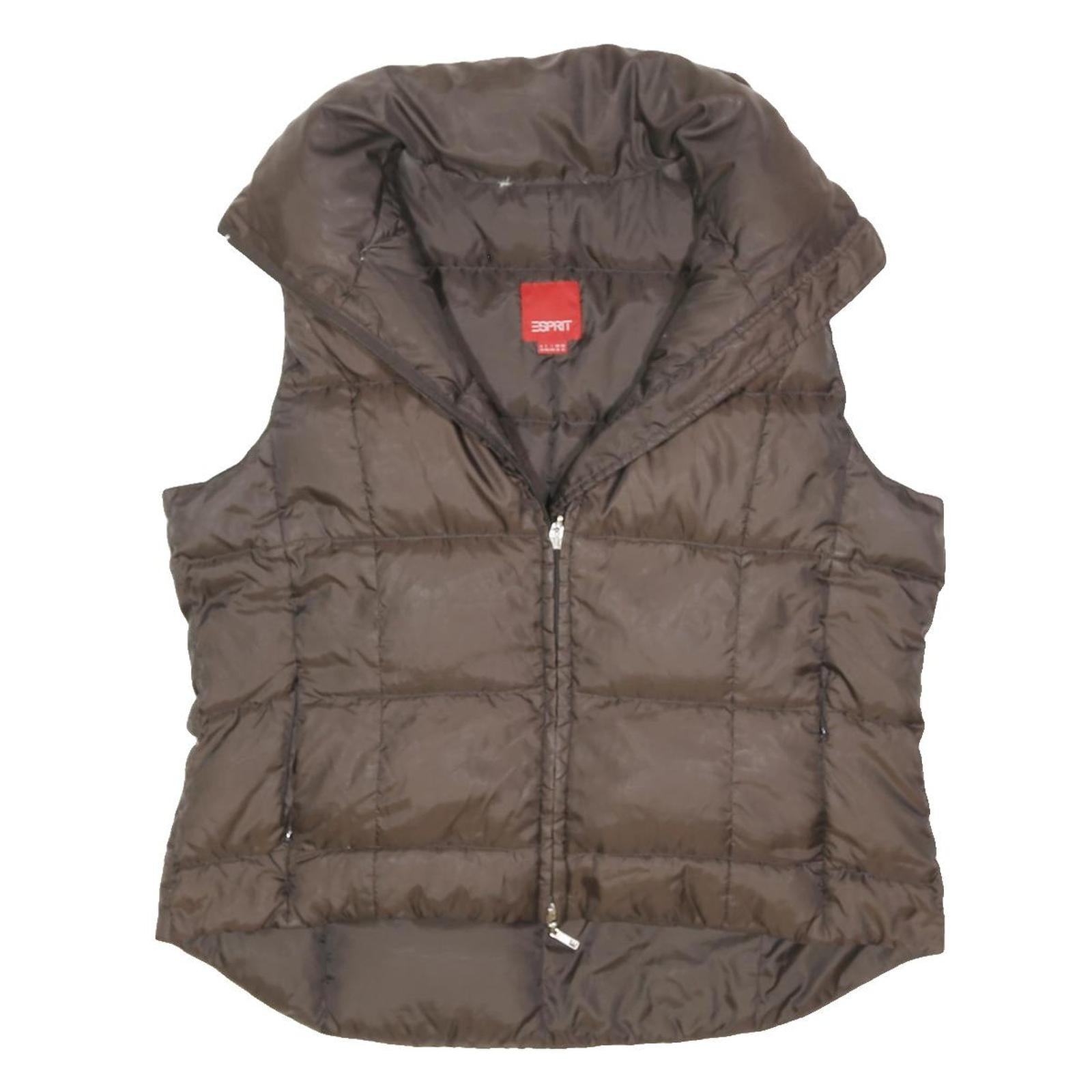 ESPRIT Womens Brown Jacket XL Polyester Blend Quilted Zip Up Lightweight Warm