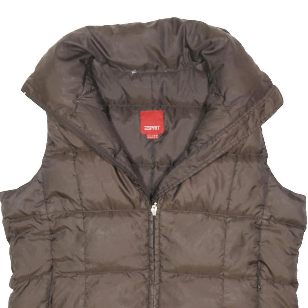 ESPRIT Womens Brown Jacket XL Polyester Blend Quilted Zip Up Lightweight Warm
