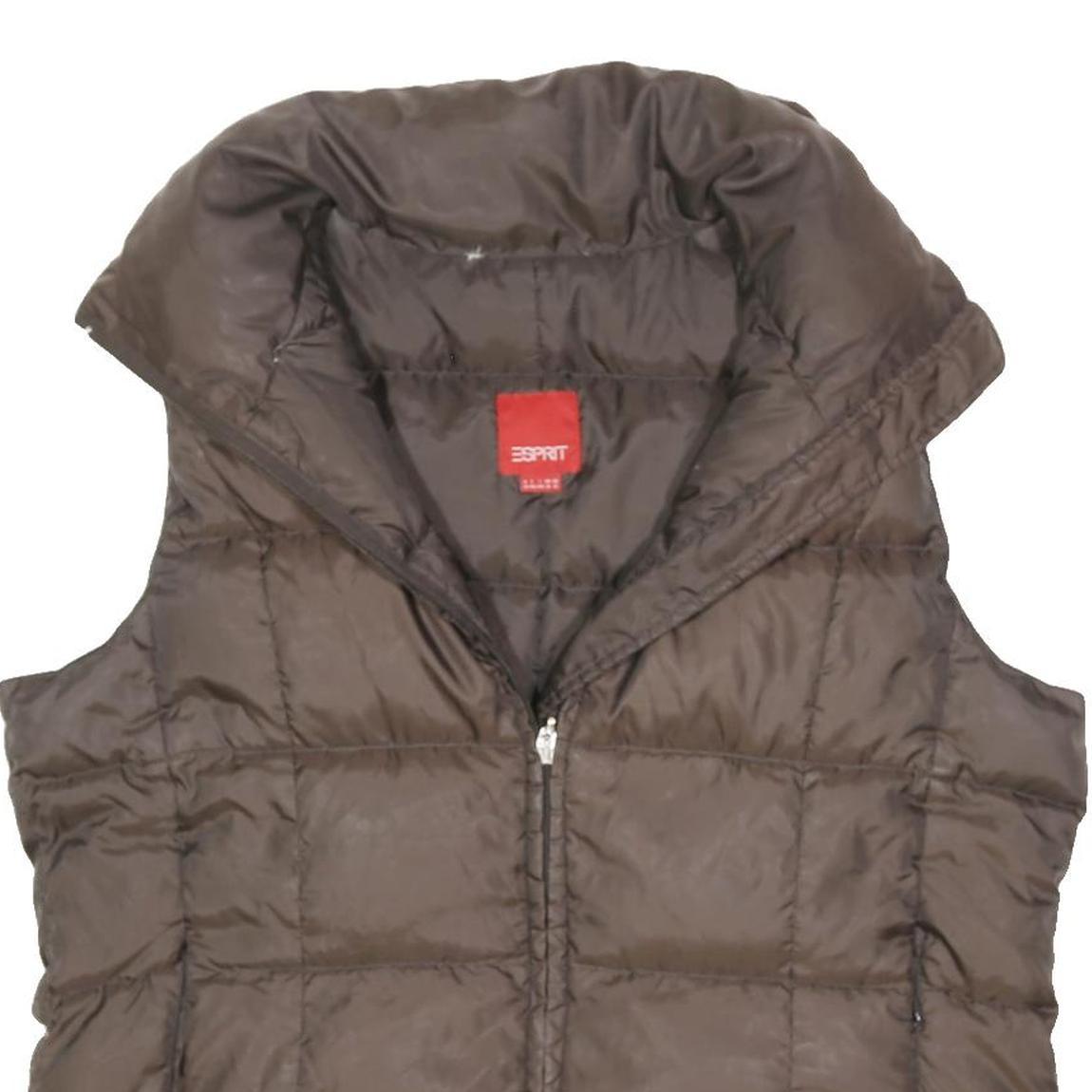 ESPRIT Womens Brown Jacket XL Polyester Blend Quilted Zip Up Lightweight Warm