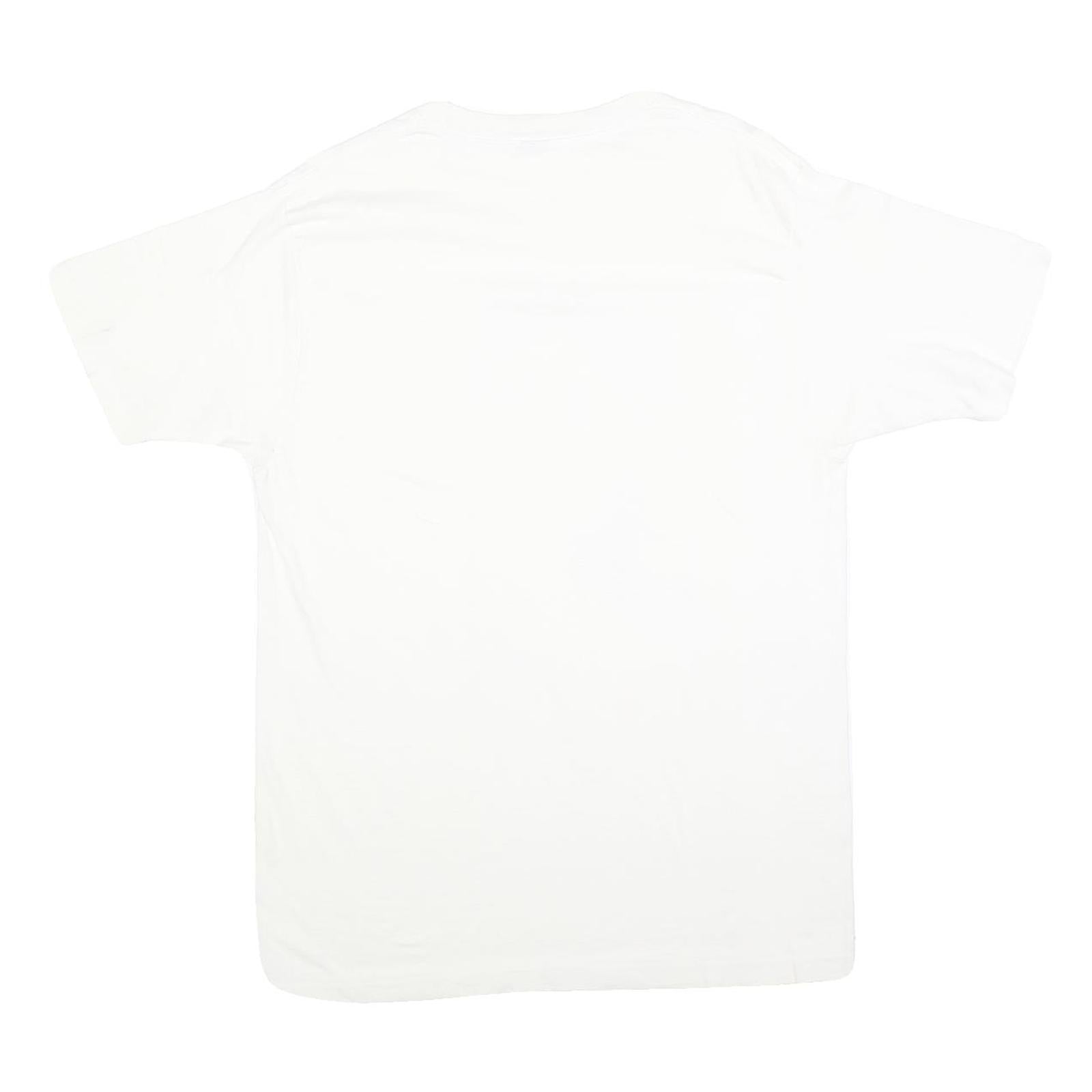 Womens White Graphic T-Shirt L Short Sleeve Crew Neck Artistic Face Print
