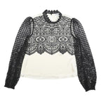 SELF-PORTRAIT Womens Black & White Printed Blouse Long Sleeve High Neck UK 10