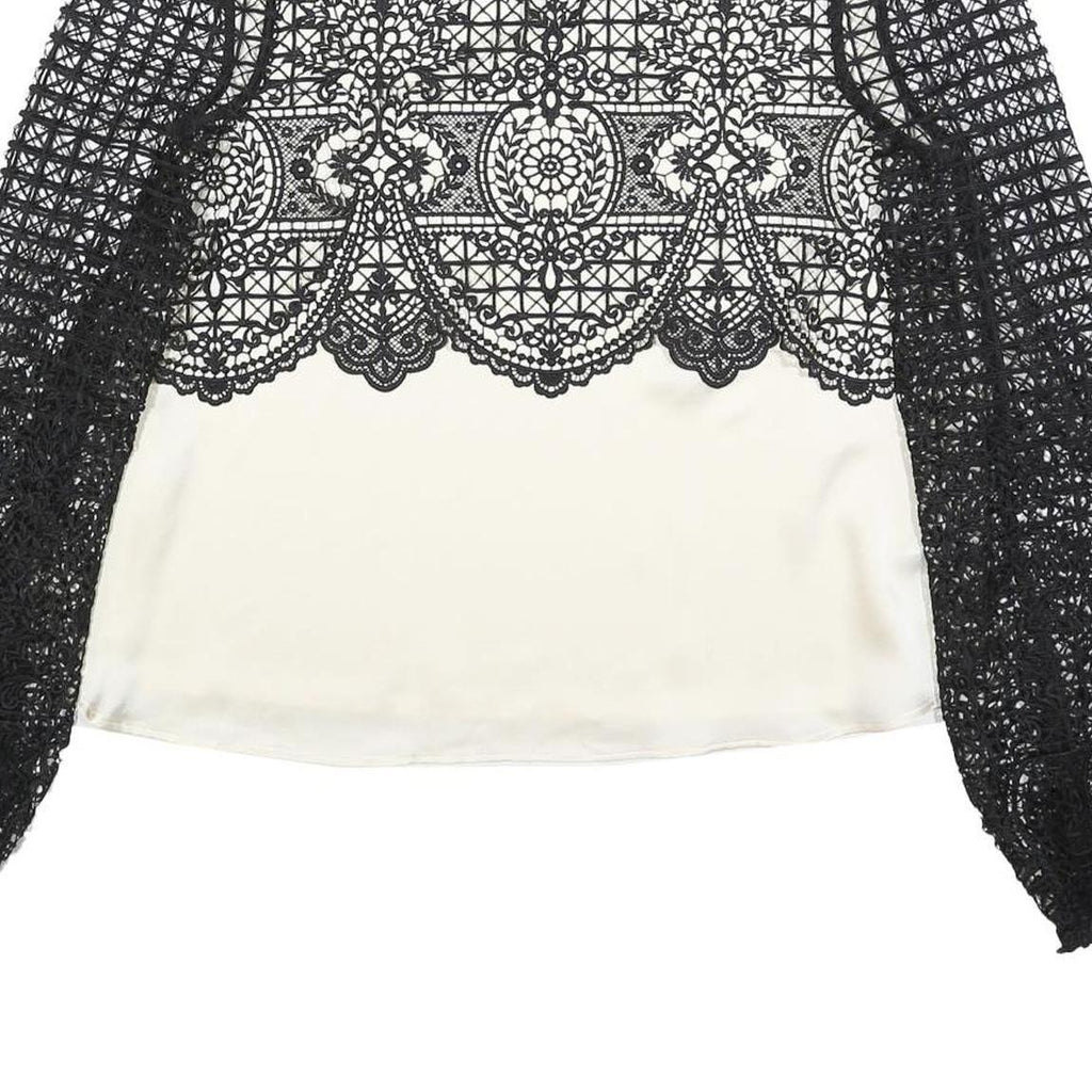 SELF-PORTRAIT Womens Black & White Printed Blouse Long Sleeve High Neck UK 10