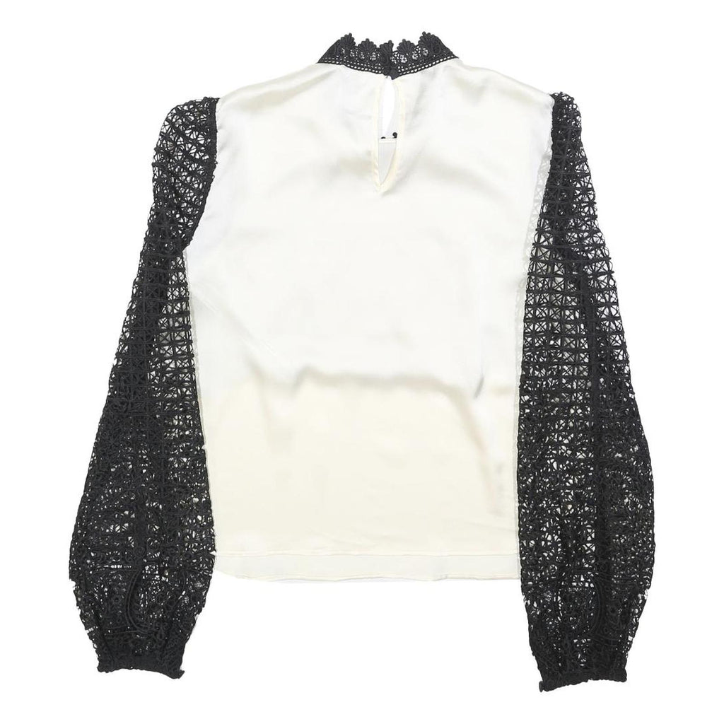 SELF-PORTRAIT Womens Black & White Printed Blouse Long Sleeve High Neck UK 10