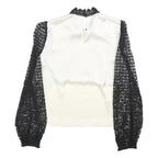 SELF-PORTRAIT Womens Black & White Printed Blouse Long Sleeve High Neck UK 10